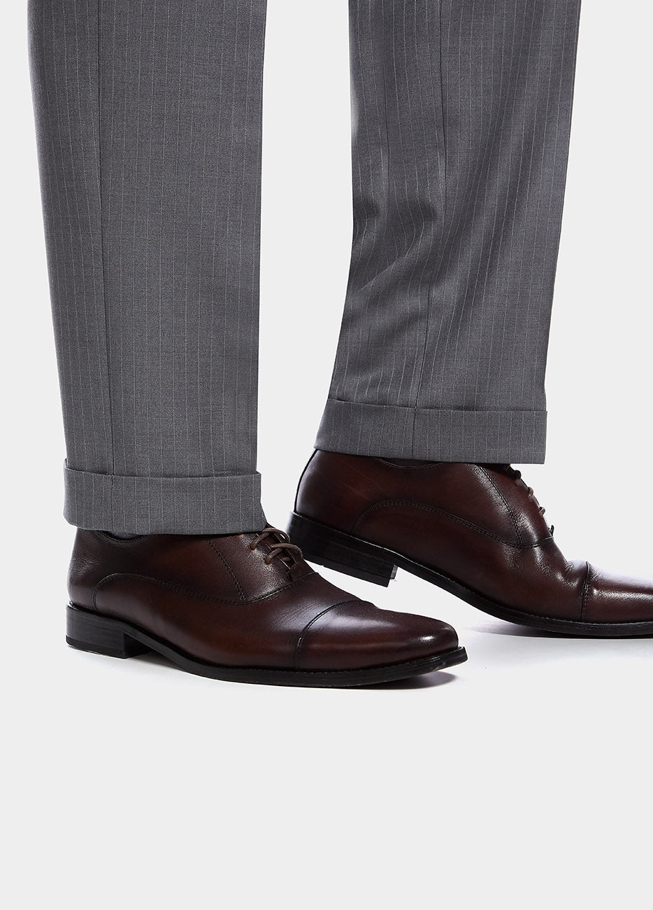 Pantalón Raya Diplomática Gris Claro Rayas Blancas