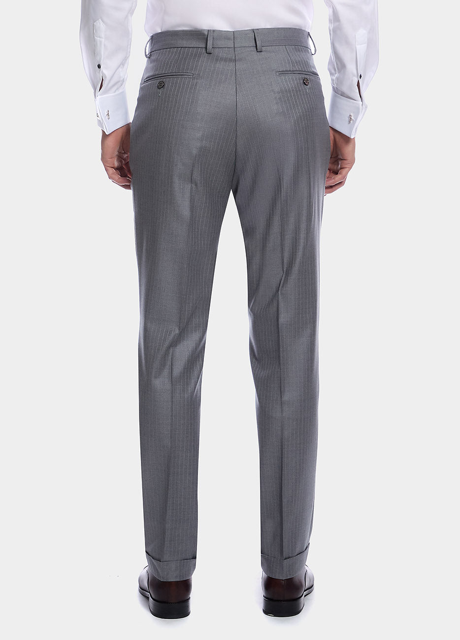 Pantalón Raya Diplomática Gris Claro Rayas Blancas