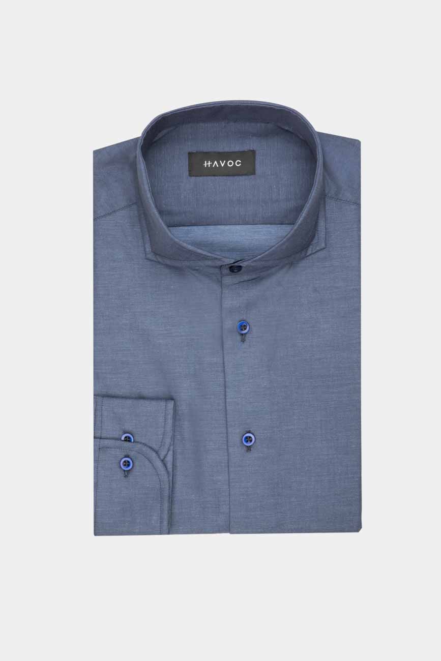 Camisa Casual Azul Falso Denim Rtw| HAVOC