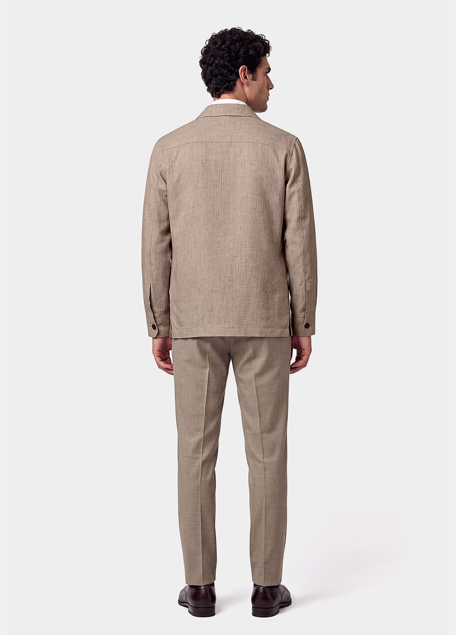 Sobrecamisa Liso Beige 100% Lana