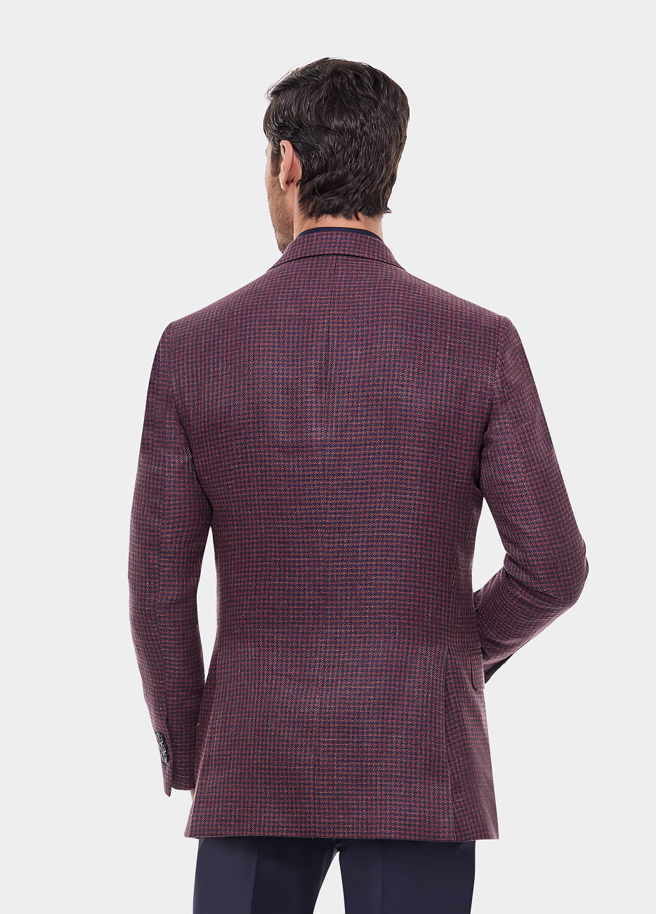 Blazer Pata De Gallo Azul Medianoche Y Carmesí
