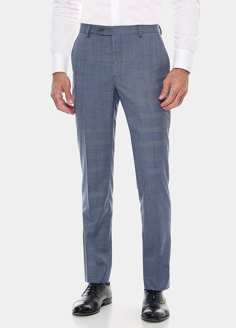 Pantalón Principe De Gales Azul Prusia Línea Azul Marino Y Fucsia| HAVOC