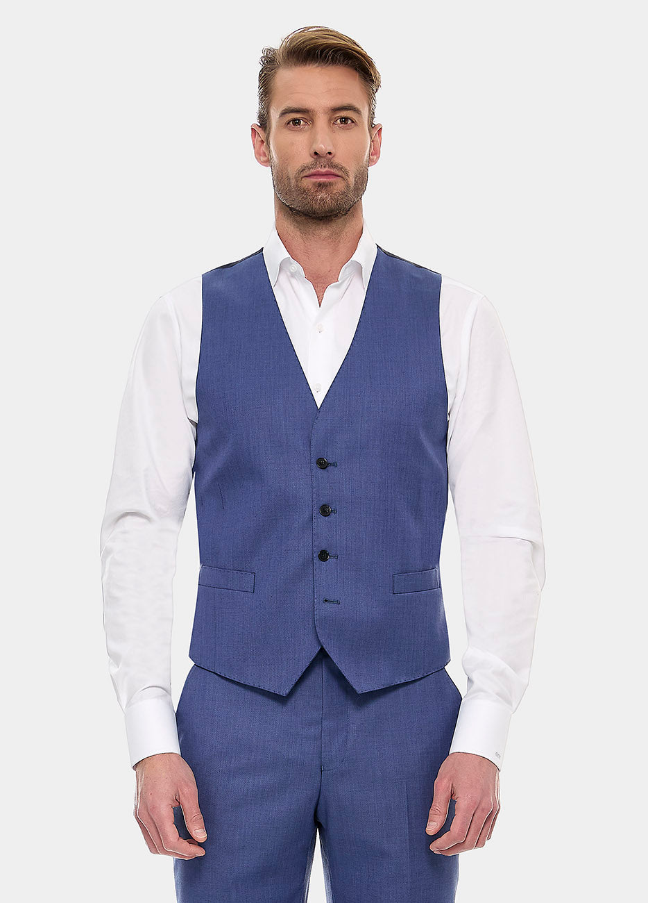 Chaleco Sarga Azul Zafiro Lana Super 140'S| HAVOC