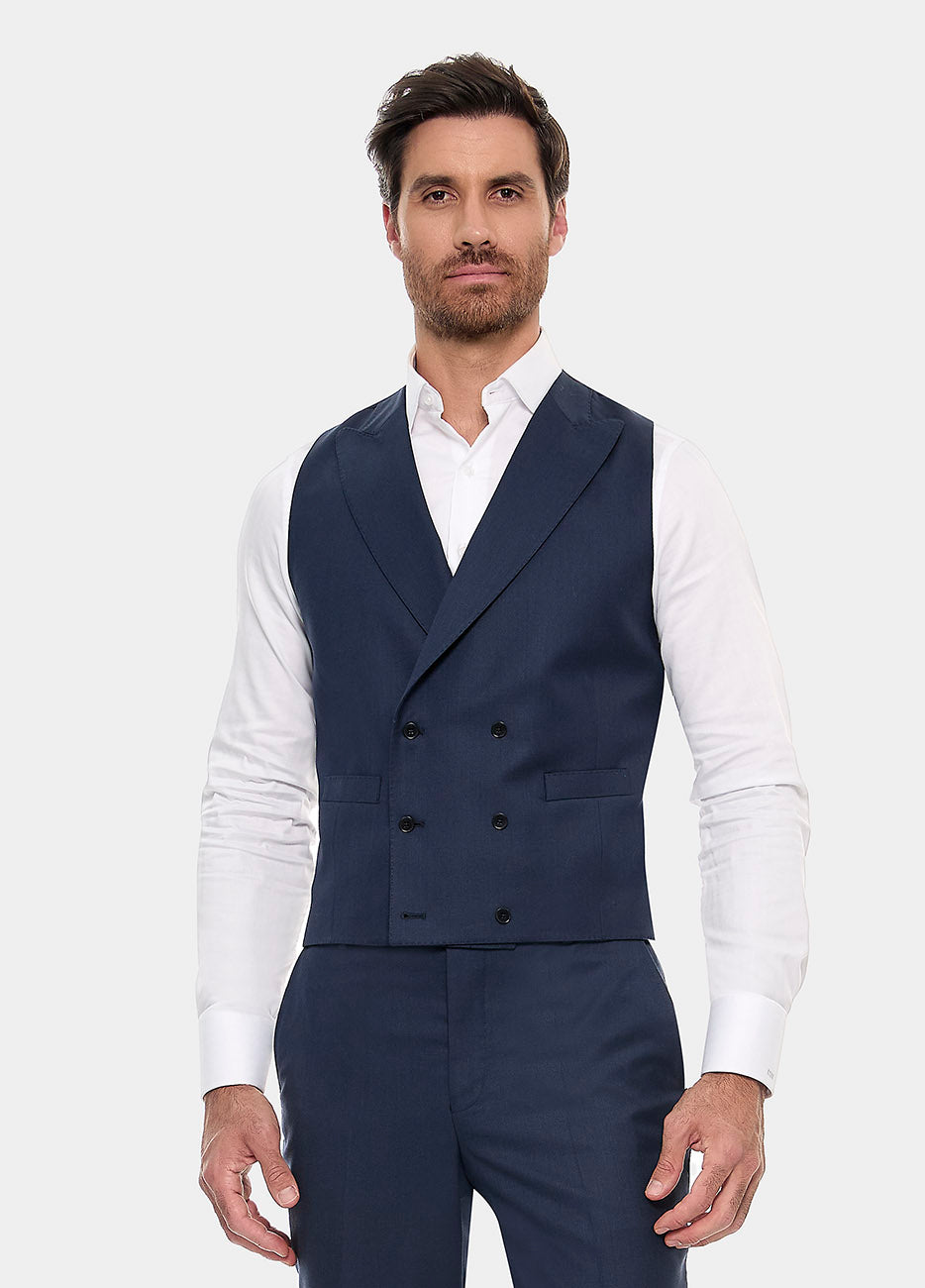 Chaleco Sarga Azul Oxford Lana Super 140'S| HAVOC