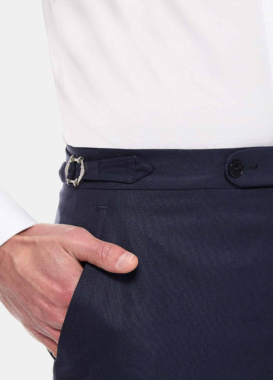 Pantalón Pinpoint Azul Medianoche Lana Super 140'S