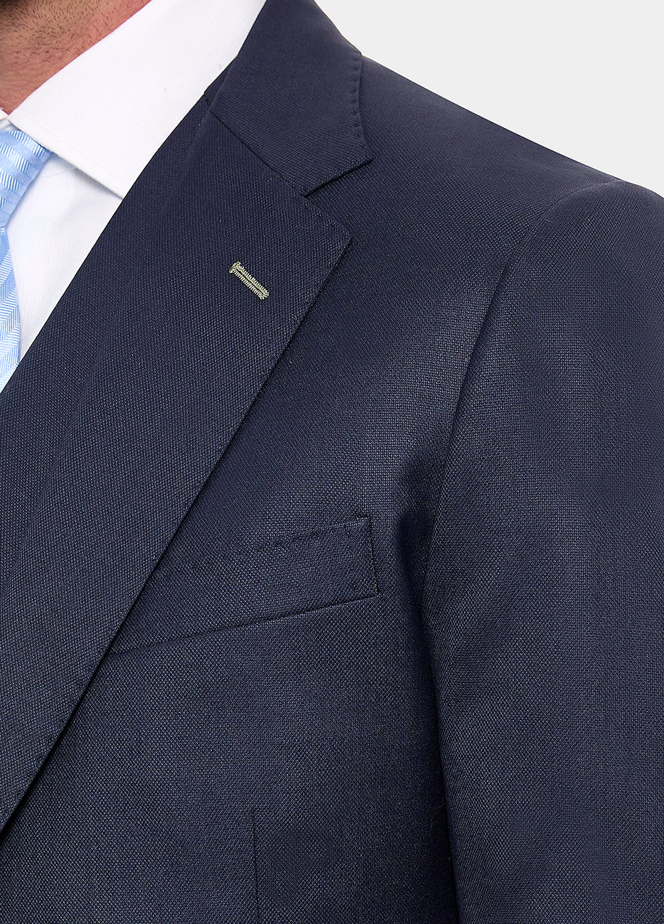 Blazer Pinpoint Azul Medianoche Lana Super 140'S
