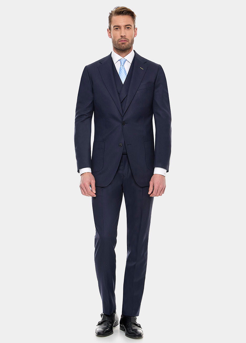 Traje Pinpoint Azul Medianoche Lana Super 140'S| HAVOC
