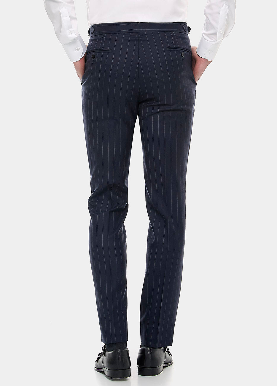 Pantalón Raya Diplomatica Azul Oxford Y Blanco