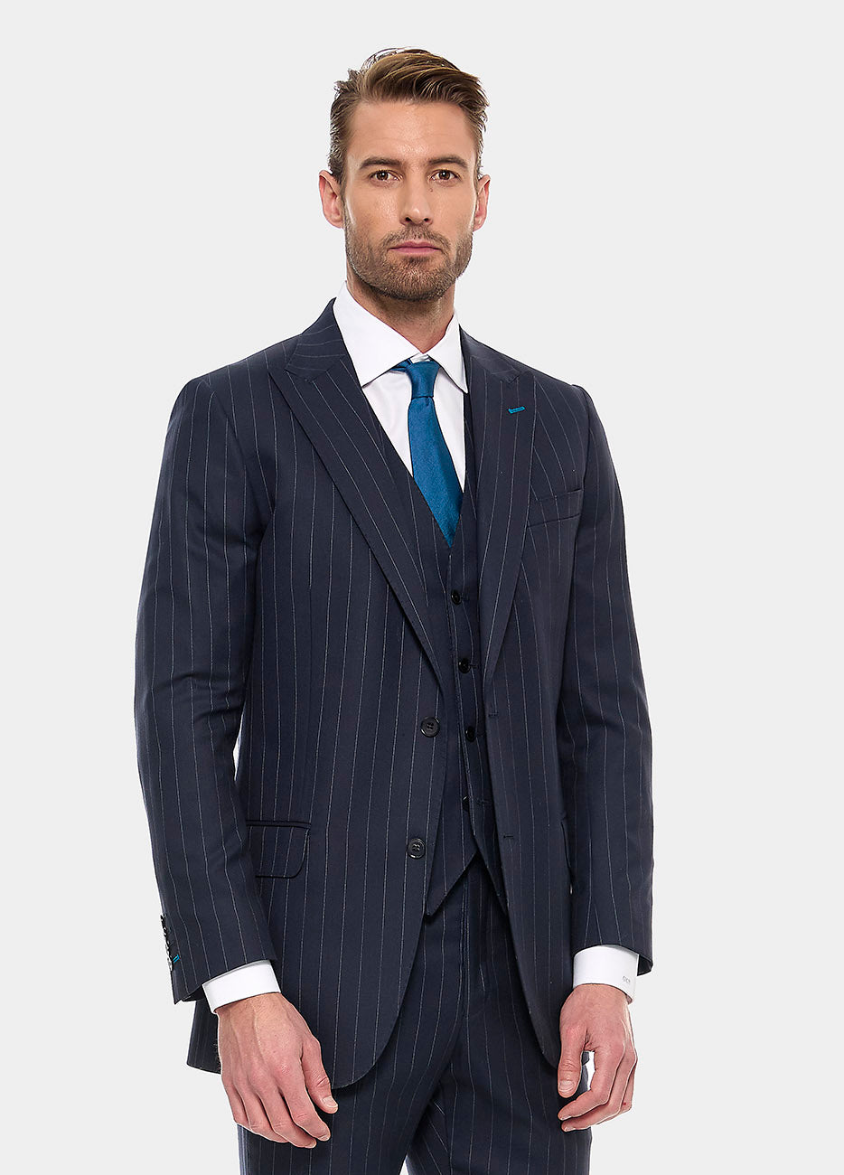 Blazer Raya Diplomática Azul Oxford Y Blanco| HAVOC