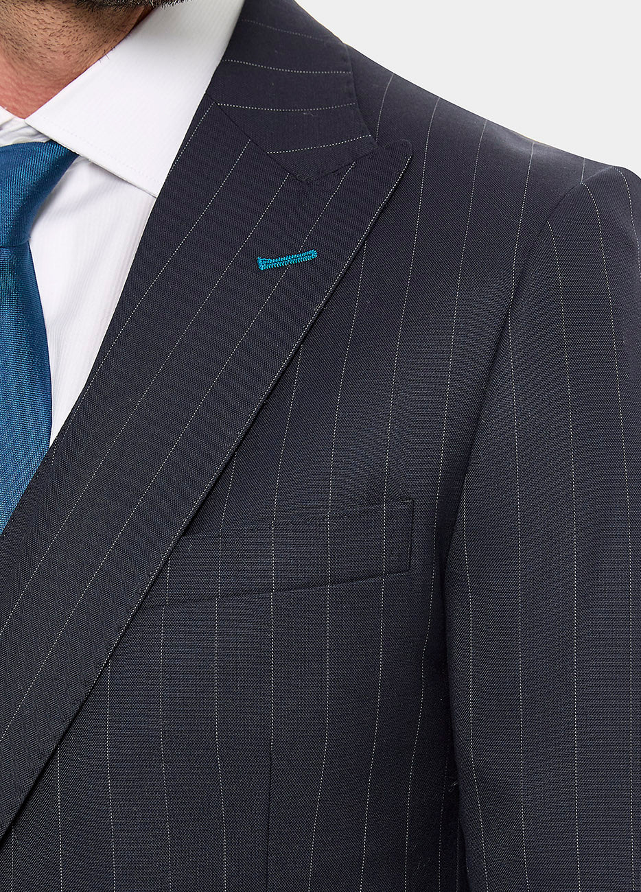 Blazer Raya Diplomática Azul Oxford Y Blanco