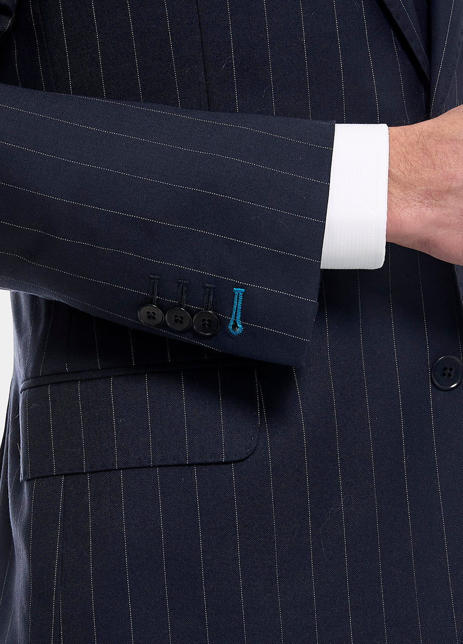 Blazer Raya Diplomática Azul Oxford Y Blanco