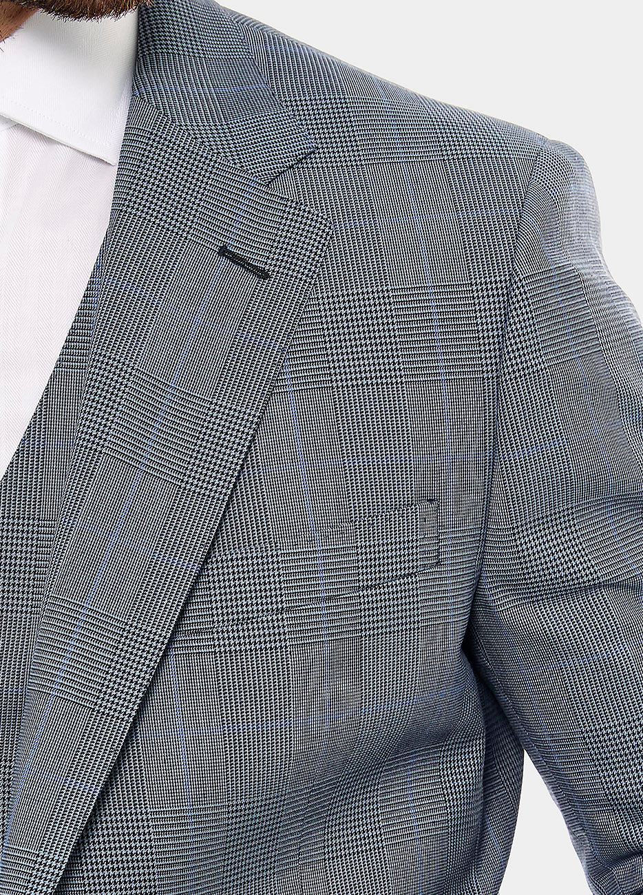 Blazer Príncipe De Gales En Azules