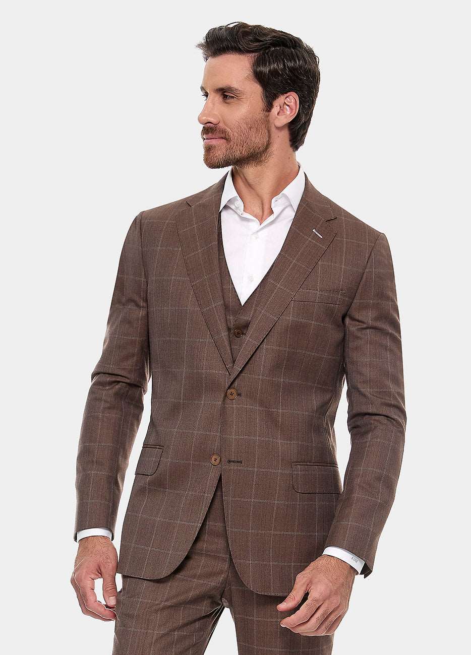 Blazer Cuadro Ventana Café Y Blanco| HAVOC