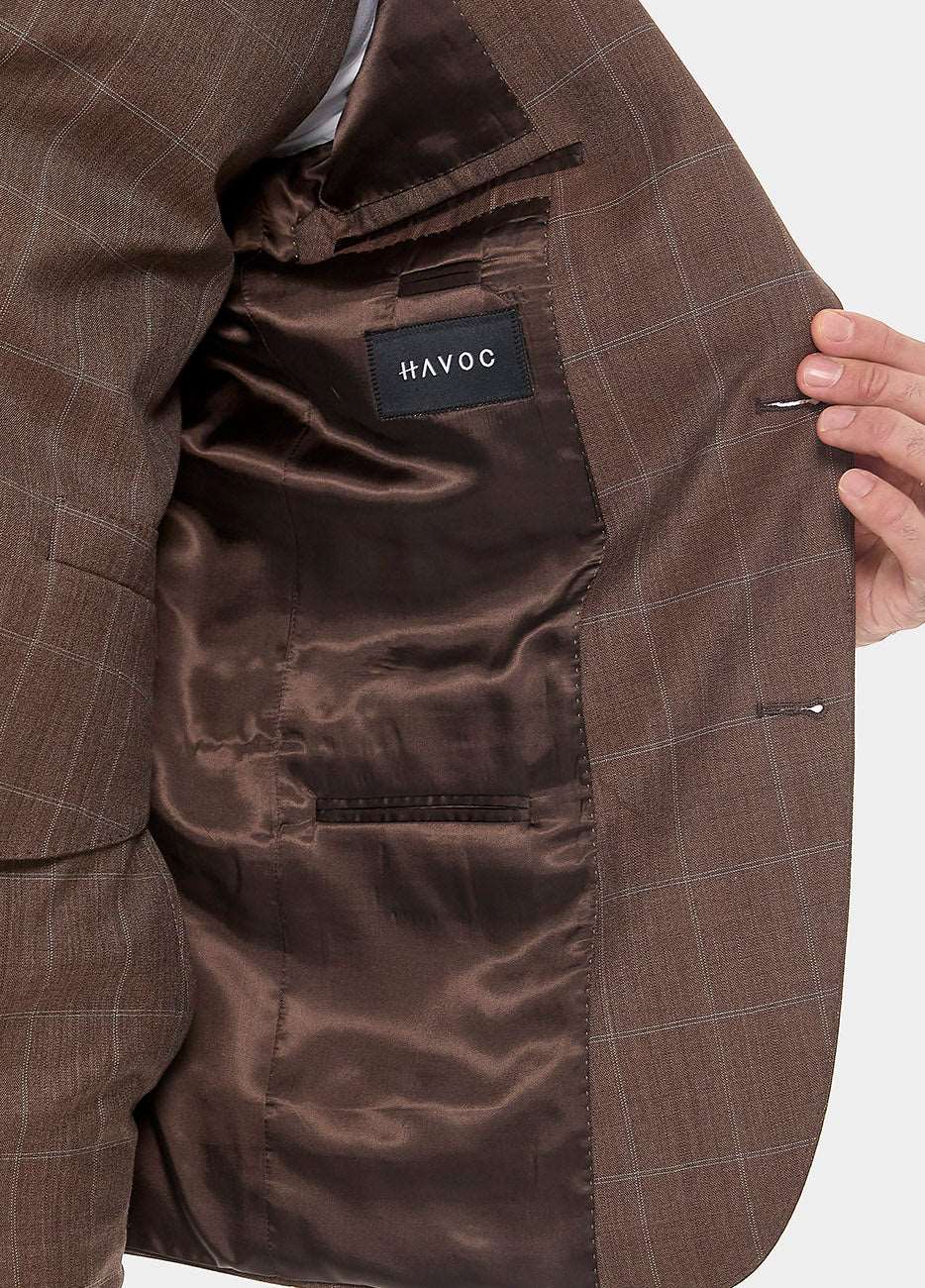BLAZER CUADRO VENTANA CAFE Y BLANCO