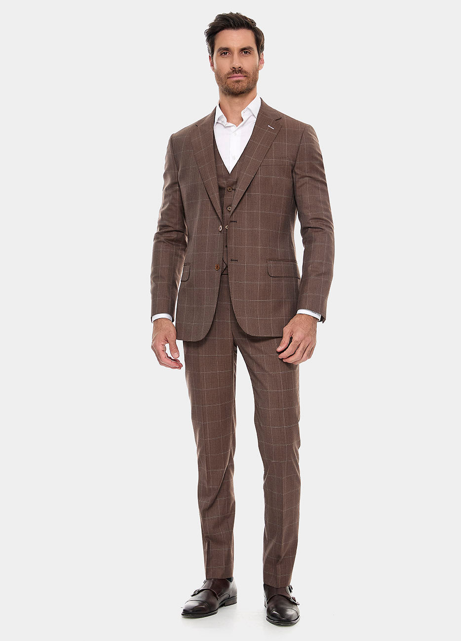 Traje Cuadro Ventana Cafe Y Blanco| HAVOC
