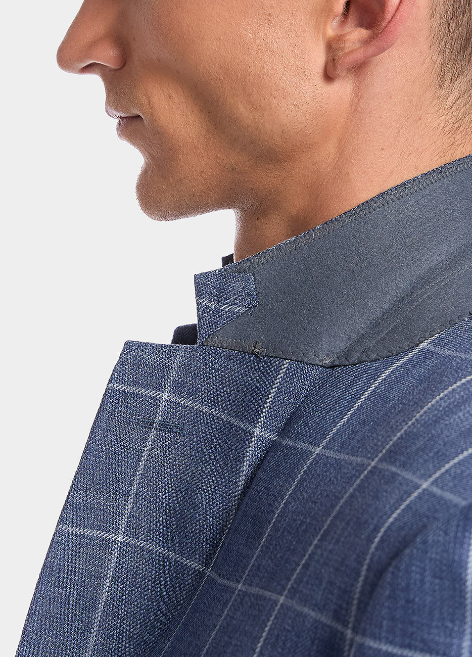 Blazer Azul Con Lineas Blancas