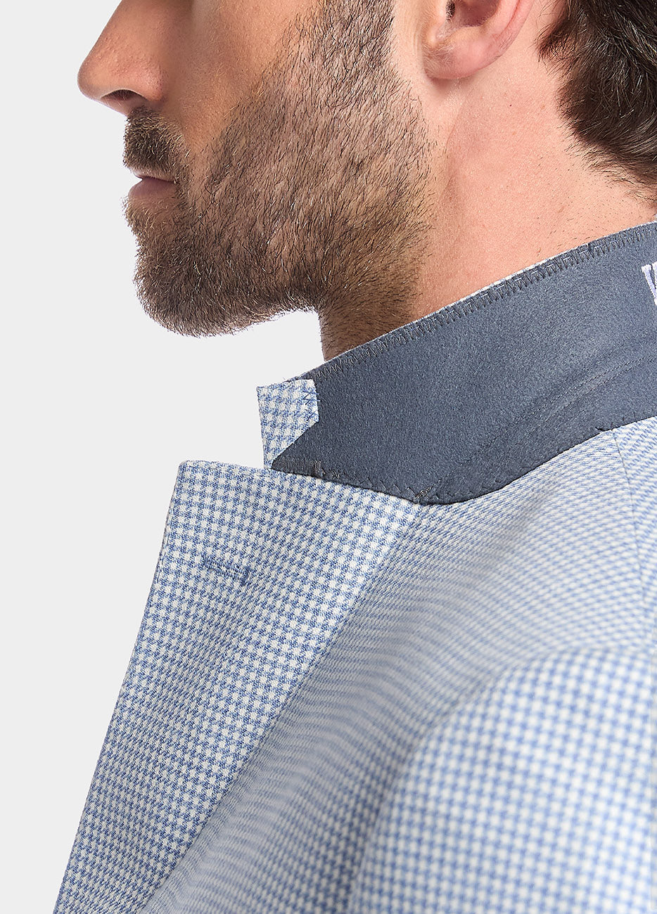 Blazer Azul Con Blanco Minicuadros