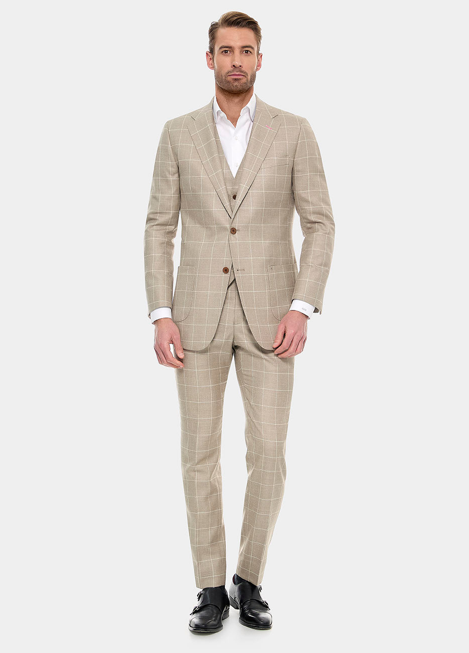 Traje Cuadro Ventana Ocre Y Camel| HAVOC