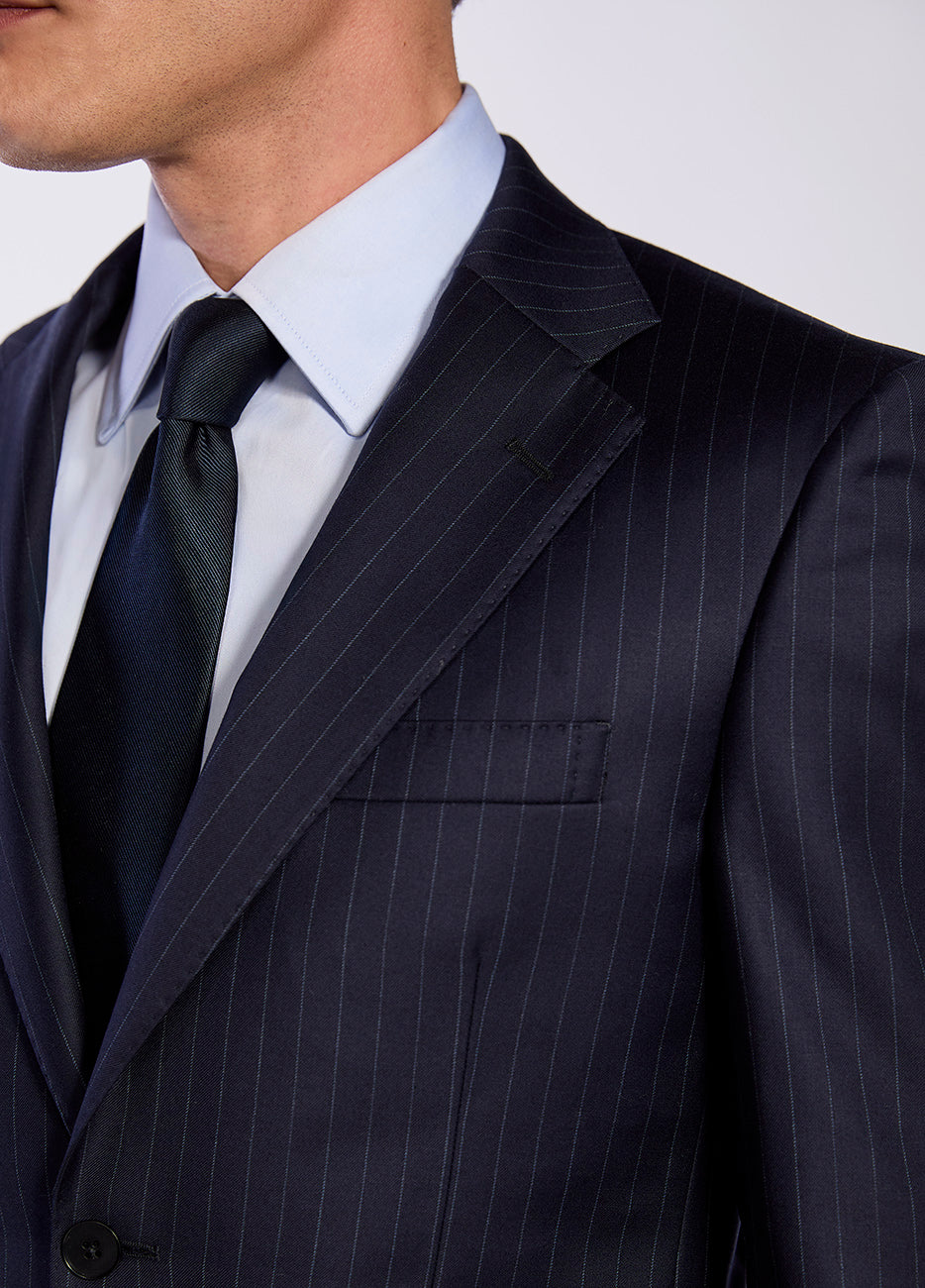 Traje Azul Marino Raya Gris Super 150´S