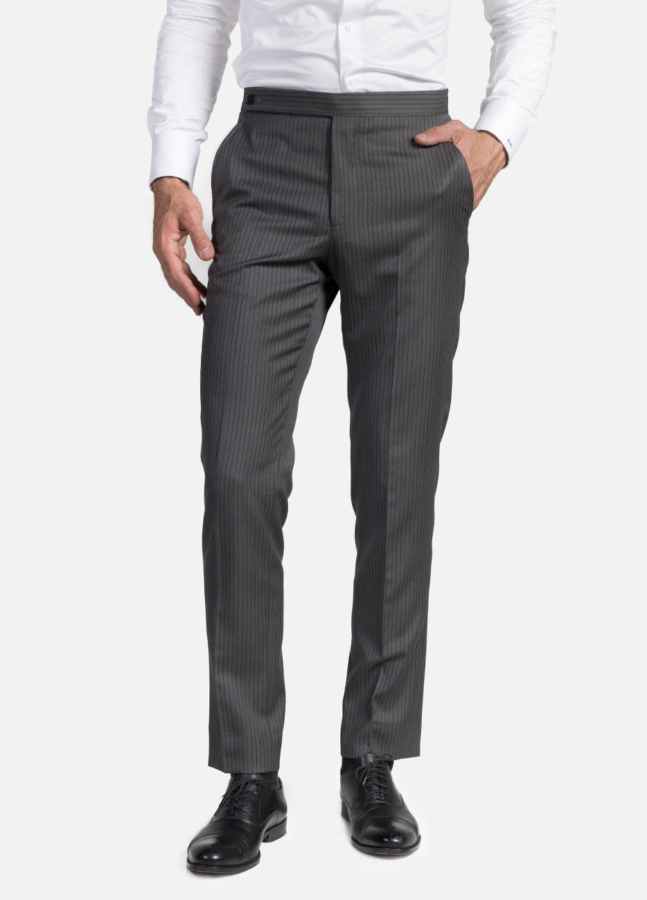 Pantalón Rayas Gris Con Raya Negra Y Blanca| HAVOC