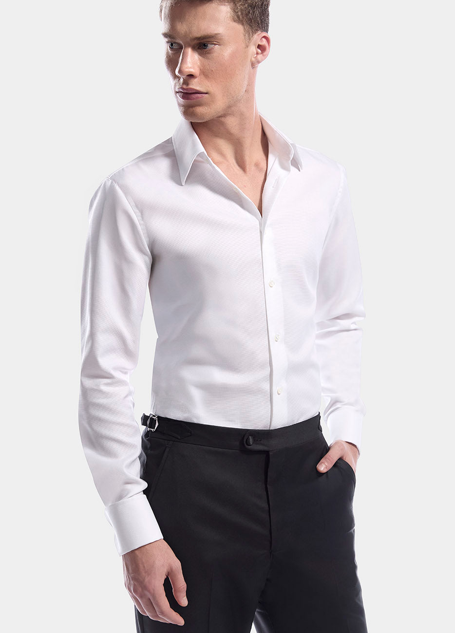 Camisa Blanca En Acabado De Piqué Fino Non Iron