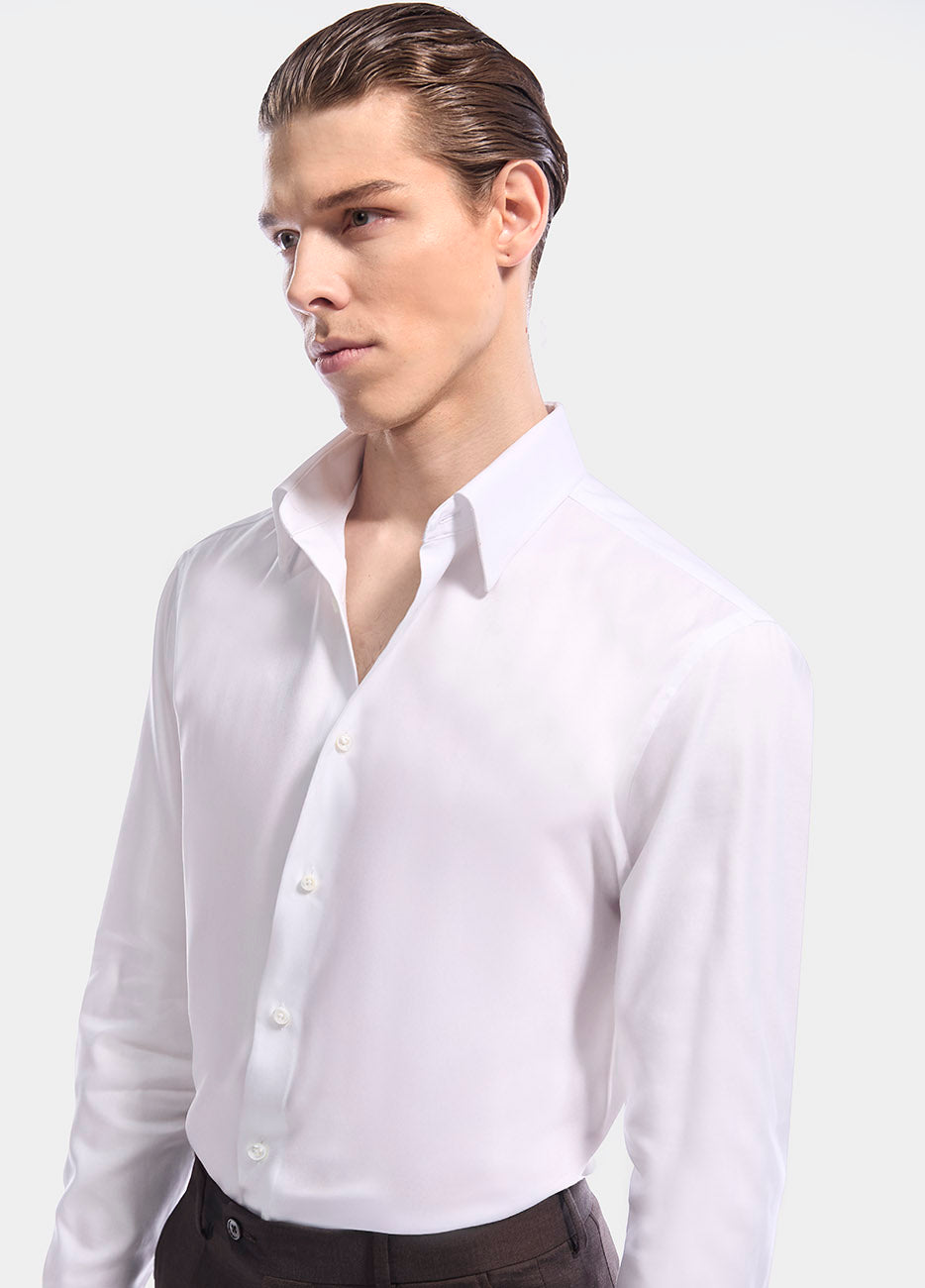 Camisa Blanca Lisa De Piqué