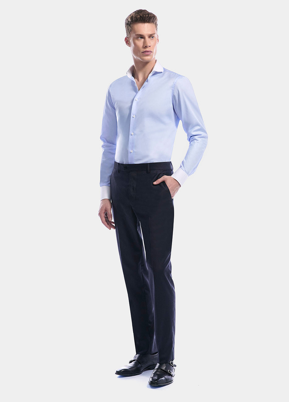 Camisa Lisa Azul 100% Algodon