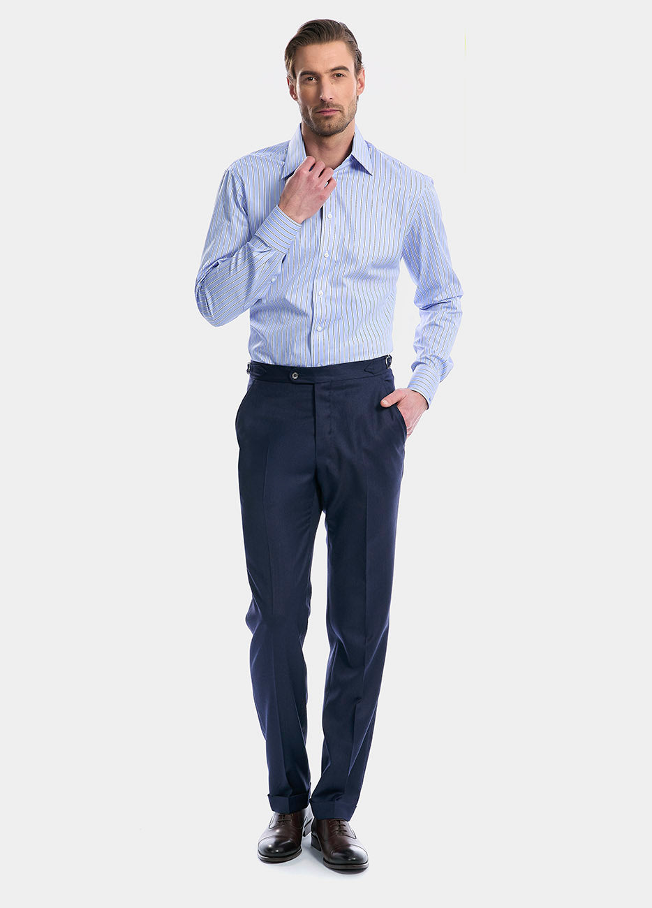 Camisa Raya Azul Cielo Con Blanco Y Azul Marino
