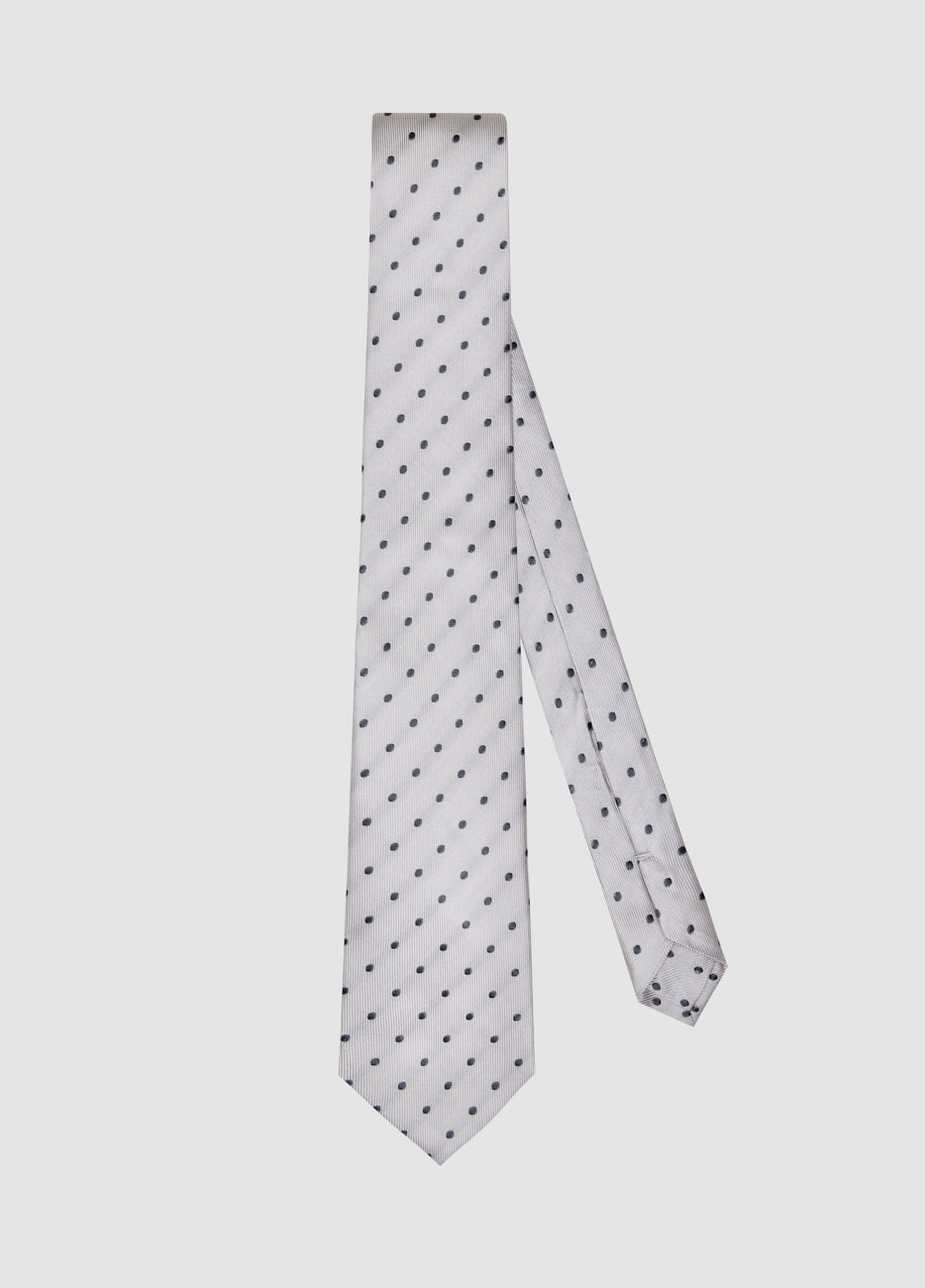 Corbata Gris Claro Con Topos Negros| HAVOC