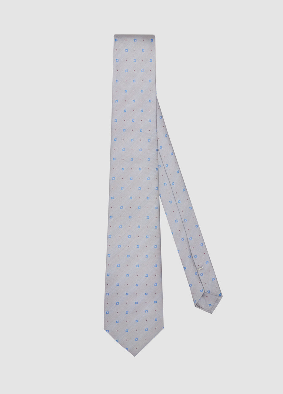 Corbata Gris Micro diseño De Flor Azul| HAVOC