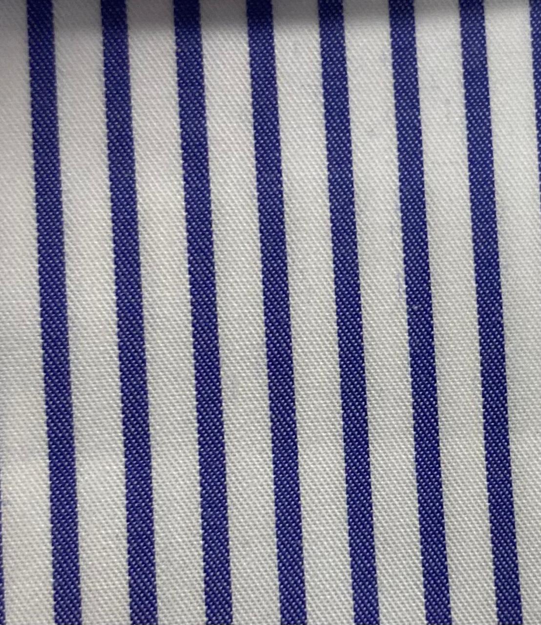 Camisa Azul Medio Rayas Twill 70/1 Wrinkle Free