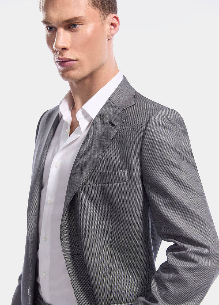 Traje Microdiseño Gris Claro