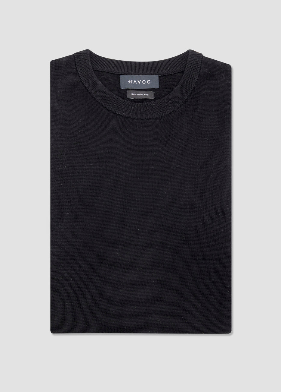 Suéter Cuello Redondo Negro| HAVOC