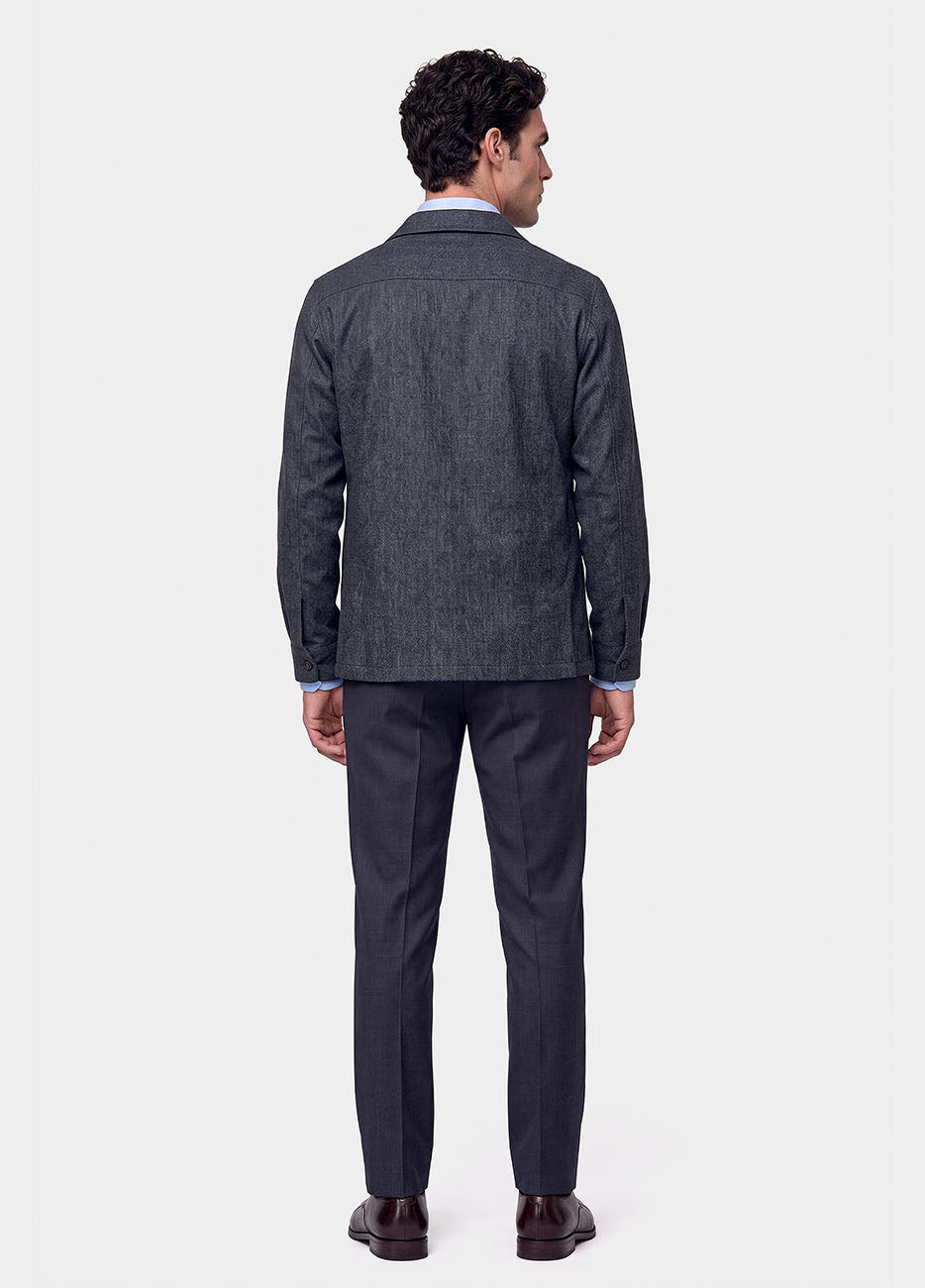 Sobrecamisa Azul Jaspeado Algodón Y Cashmere