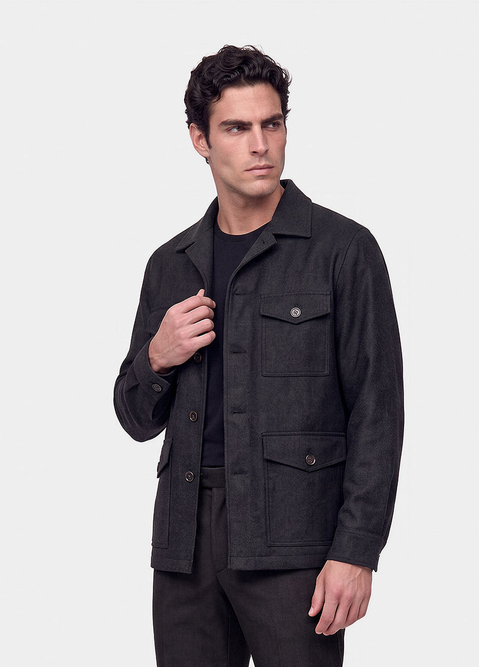 Sobrecamisa Gris Oxford Lana Super 110