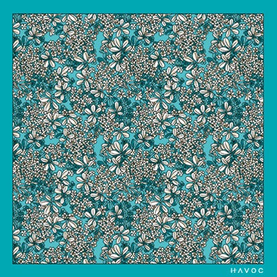 Pañuelo Flores Oro Fondo Aqua| HAVOC