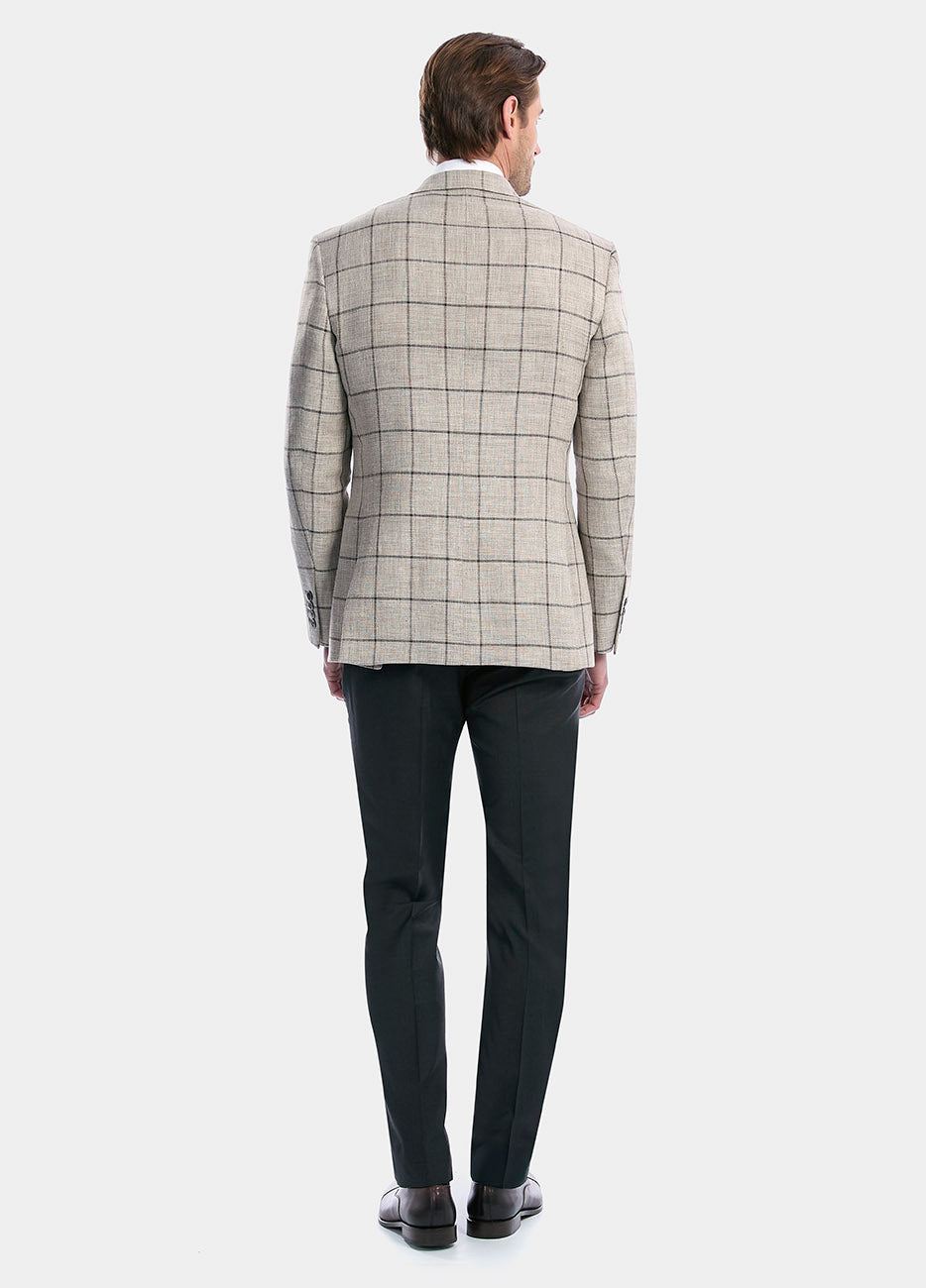Saco Beige Con Lineas Cafés
