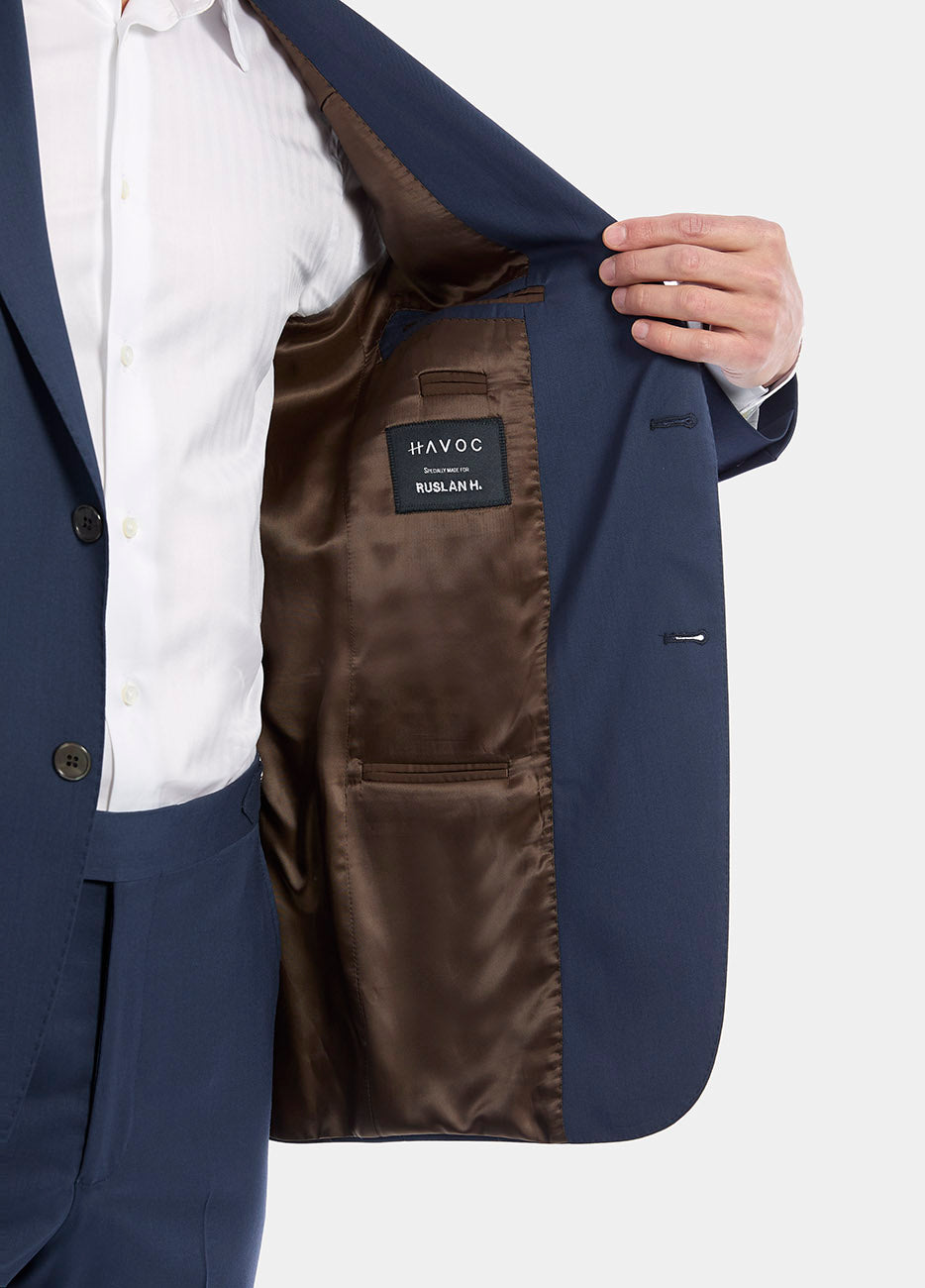 Saco Principe De Gales Arena Con Azul