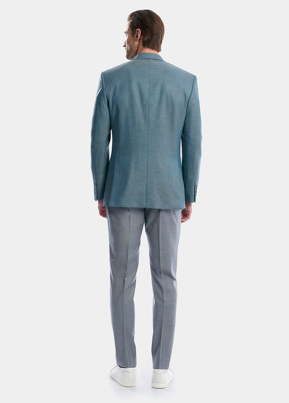 Saco Microdiseño Azul Aqua Con Café