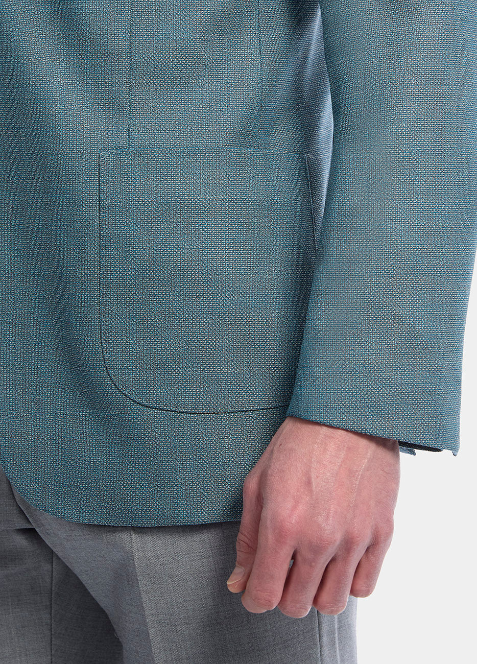 Saco Microdiseño Azul Aqua Con Café