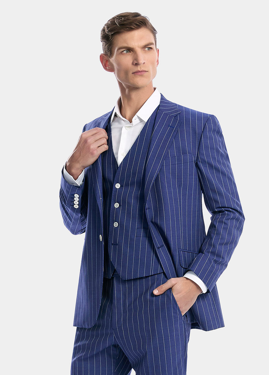 Blazer Raya Diplomática Azul Índigo Y Blanco