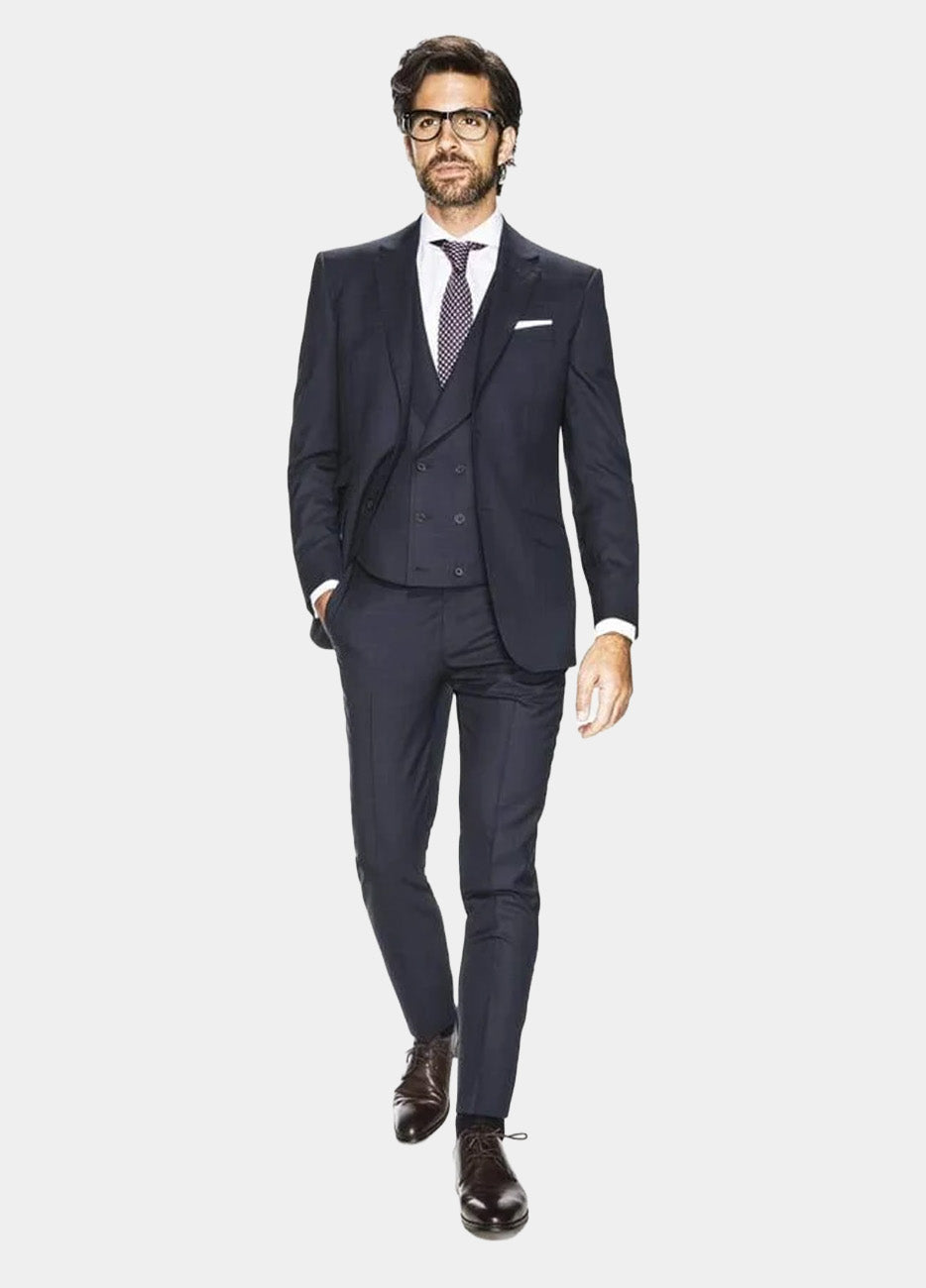 Traje Azul Marino Con Cuadro De Ventana