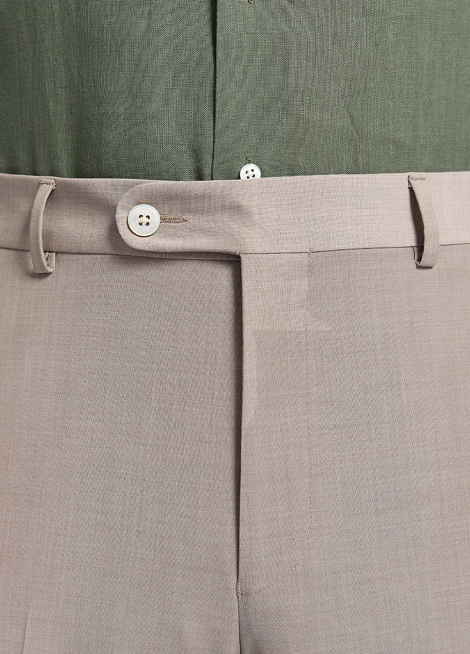 Pantalón Beige De Lana Peinada