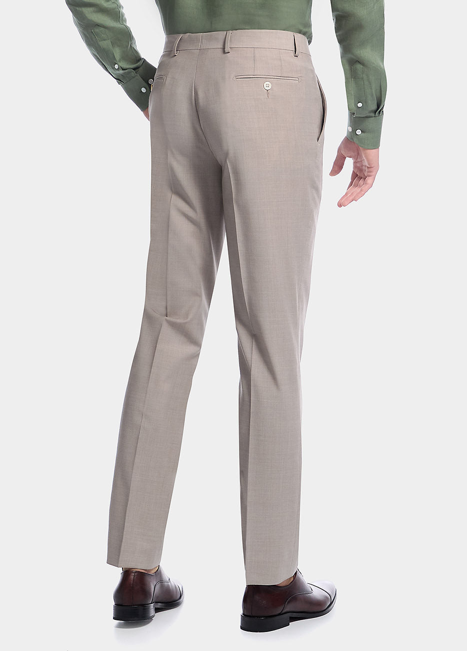 Pantalón Beige De Lana Peinada