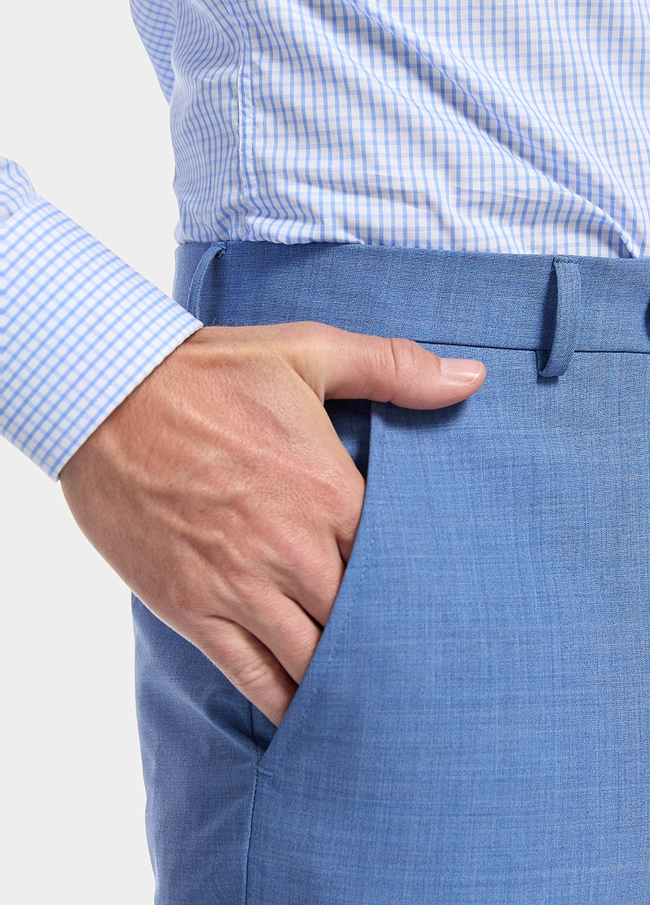 Pantalón Liso Azul Cielo Lana Peinada