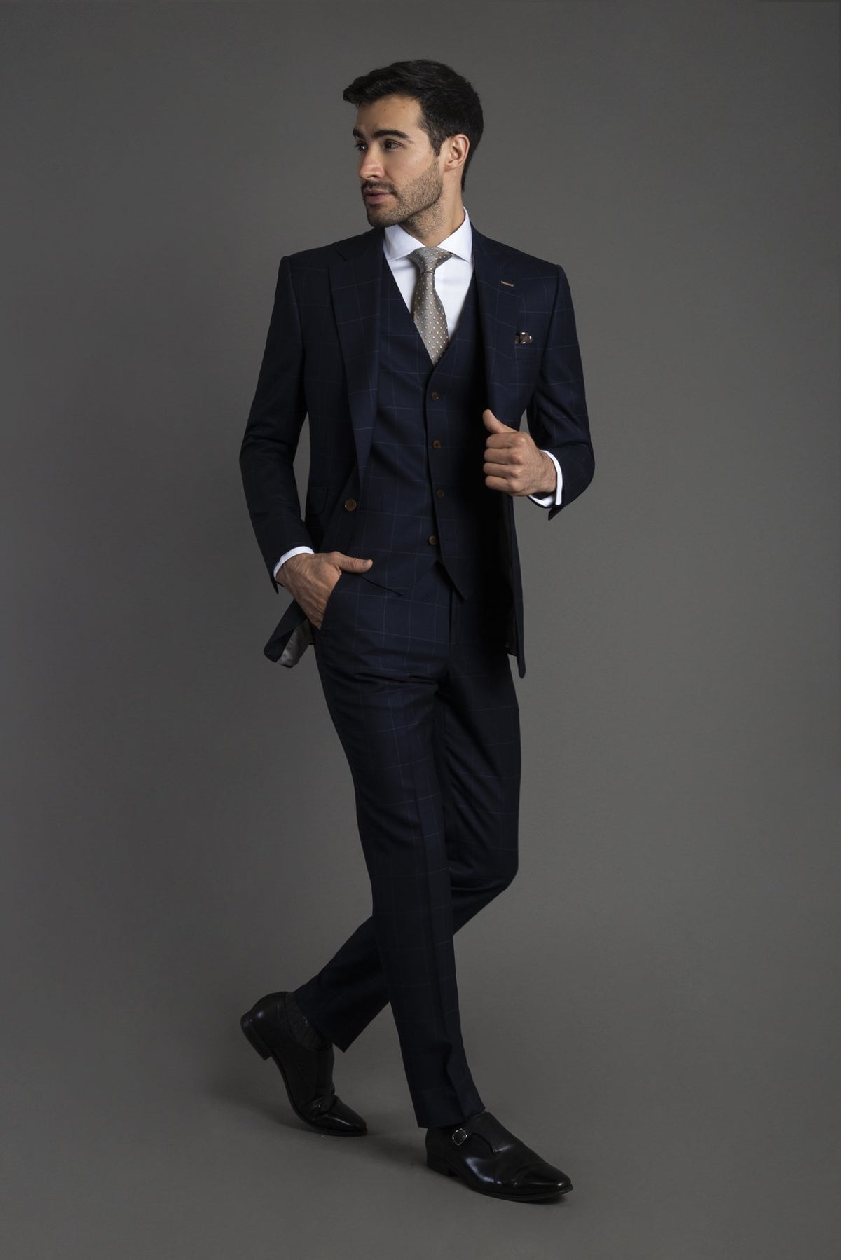 Traje Cuadro Azul Marino| HAVOC
