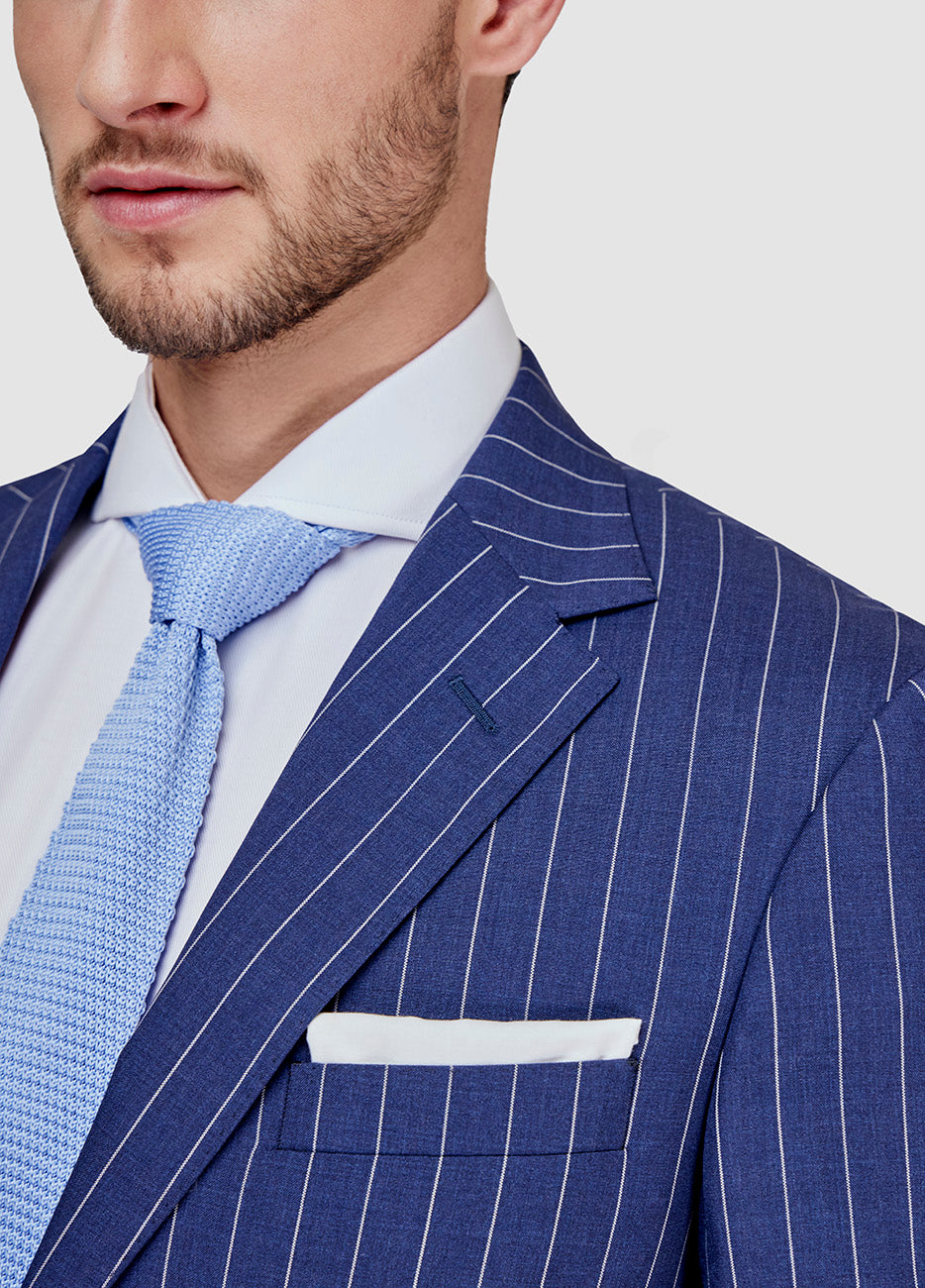 TRAJE RAYA DIPLOMATICA AZUL TURQUI Y BLANCO Havoc