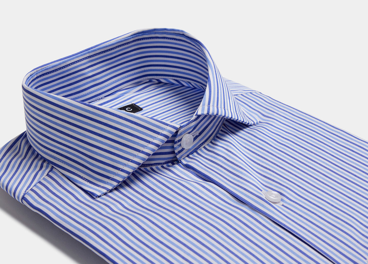 CAMISA DOBLE RAYA AZUL CELESTE Y AZUL MARINO Havoc