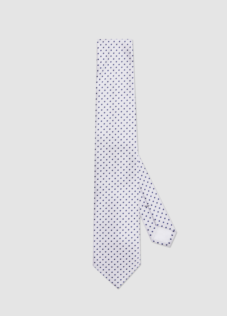 Corbata Marfil Con Topos Azul Marino| HAVOC