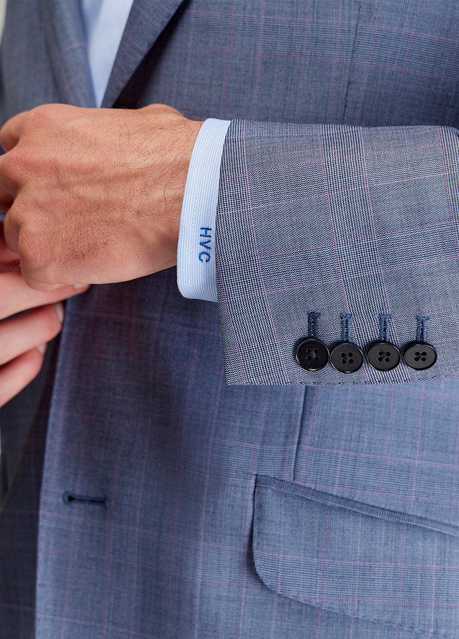 Blazer Azul Principe De Gales Con Rosa| HAVOC